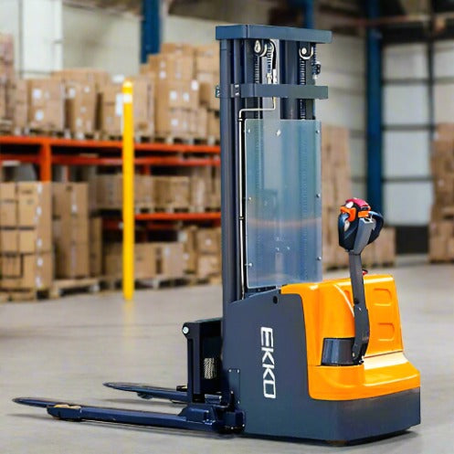 EKKO Electric Straddle Stacker | 138" Lift Height | 4000 lb Capacity | EB18E