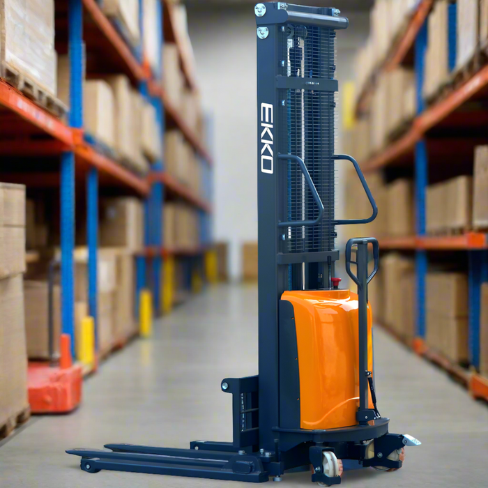 EKKO Semi-Electric Straddle Stacker | 138" Lift Height | 3300 lb Capacity | EA15D