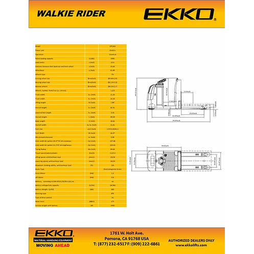 EKKO Center Controlled Rider Pallet Truck with 5000 lb Load Capacity - EPC30A