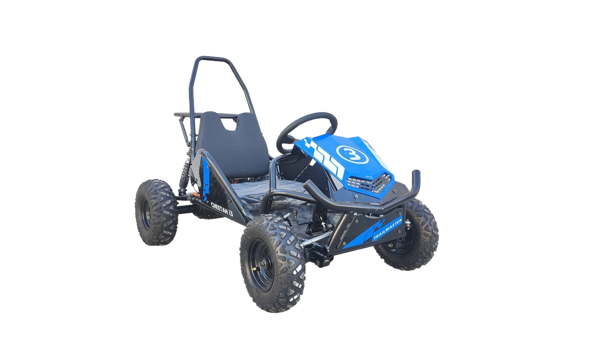 Trailmaster i3 Electric Kids Mini go kart, single seat, 500W DC, 3 speed setting,  max 10 MPH, Reverse, Adjustable Seat