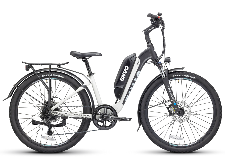 step through electric bike - ENVO ST pearl color
